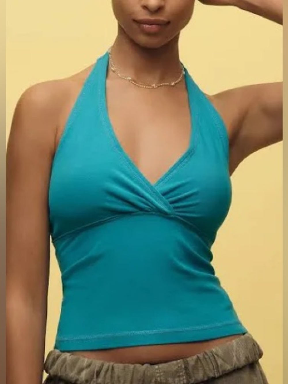 NWT Anthropologie Pilcro Teal Halter Top Flowy Summer Blouse Size Medium